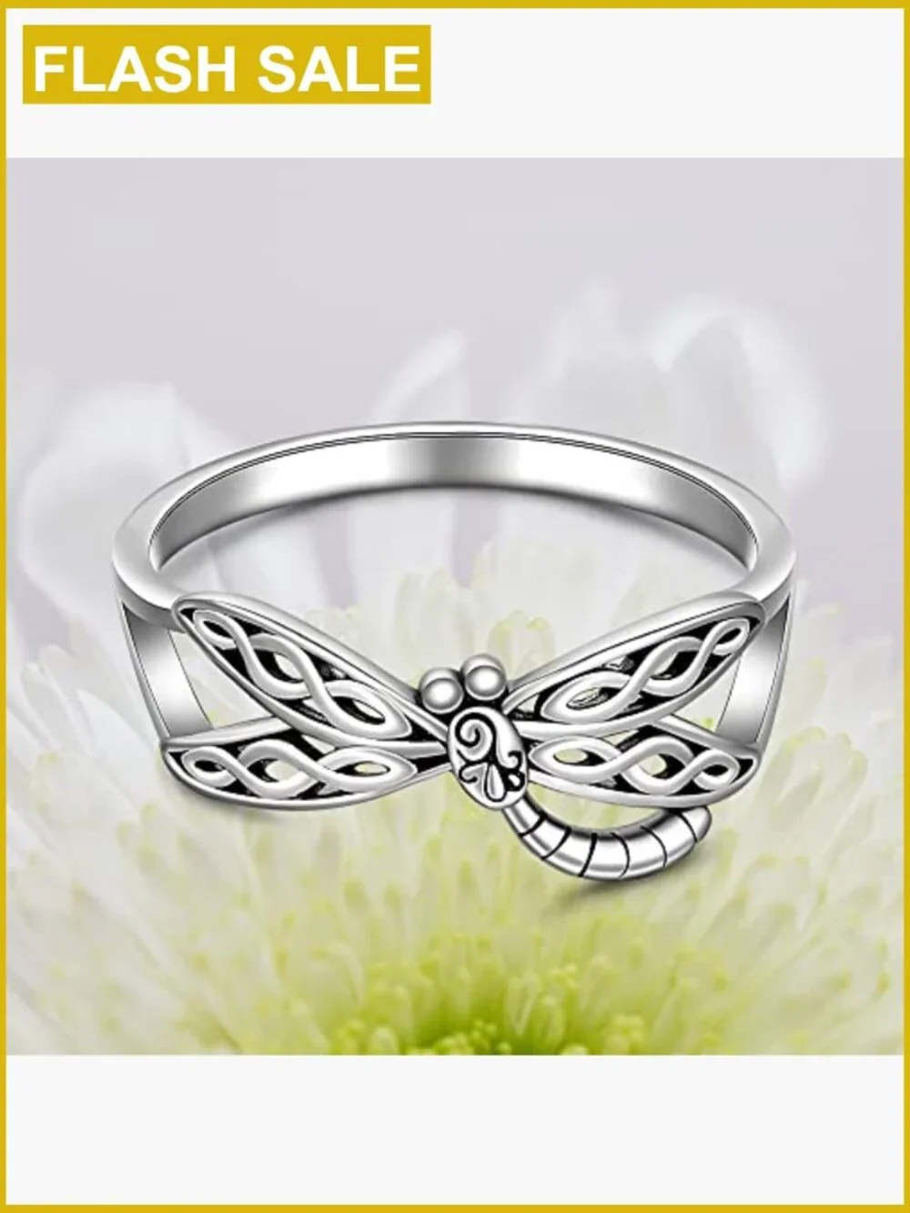 Dragonfly Ring Sterling Silver Thumb Ring Celtic Knot Jewelry for Women Size 7
